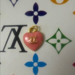 Pink Heart Necklace with Gold Logo